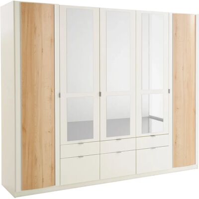 Priess Weiß Kleiderschrank - 5-türig, mit Spiegel, gerundete Elemente Priess Weiß Kleiderschrank - 5-türig, mit Spiegel, gerundete Elemente
