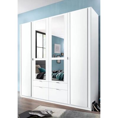 Priess Kleiderschrank - 185x54cm Weiß mit Gerundeten Elementen Priess Kleiderschrank - 185x54cm Weiß mit Gerundeten Elementen