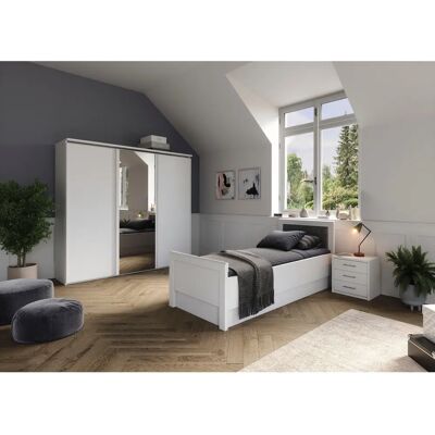PRIESS Arnsberg Weiß-Grau Einzelbett - Bett PRIESS Arnsberg Weiß-Grau Einzelbett - Bett
