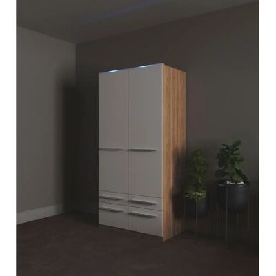 PRIESS Barcelona Kleiderschrank - Eichefarben Artisan/Weiß - 94x193x54cm PRIESS Barcelona Kleiderschrank - Eichefarben Artisan/Weiß - 94x193x54cm