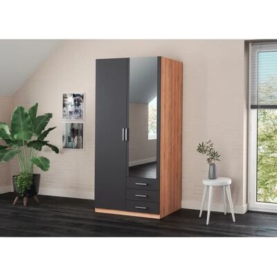 Priess Amsterdam Kleiderschrank - Schwarz (artisan Eiche, schwarz) - 94cm x 193cm x 56cm Priess Amsterdam Kleiderschrank - Schwarz (artisan Eiche, schwarz) - 94cm x 193cm x 56cm