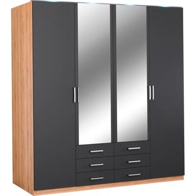 PRIESS Amsterdam Kleiderschrank - Glas & LED - 4-türig PRIESS Amsterdam Kleiderschrank - Glas & LED - 4-türig