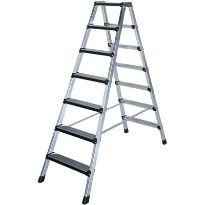 Iller Aluminium Stufenstehleiter - 2x7 Stufen - DIN EN 131 Iller Aluminium Stufenstehleiter - 2x7 Stufen - DIN EN 131