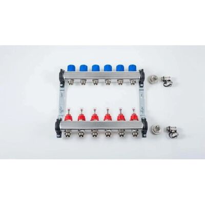 Empur Edelstahl-Systemverteiler HKV-D 6 - Ventile, Durchflussmesser, 6 Kreise Empur Edelstahl-Systemverteiler HKV-D 6 - Ventile, Durchflussmesser, 6 Kreise