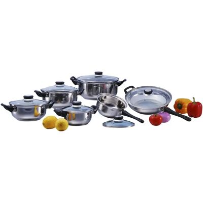 levelone Edelstahl Kochgeschirr-Set - 12 Teile levelone Edelstahl Kochgeschirr-Set - 12 Teile