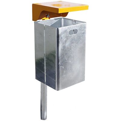 Contenitore rifiuti Kaiser 40L - Esterno, Acciaio zincato, Tettuccio arancione Contenitore rifiuti Kaiser 40L - Esterno, Acciaio zincato, Tettuccio arancione