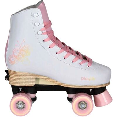 Playlife Klassische Verstellbare Rollschuhe für Kinder - Weiß/Rosa - 39-42 Playlife Klassische Verstellbare Rollschuhe für Kinder - Weiß/Rosa - 39-42