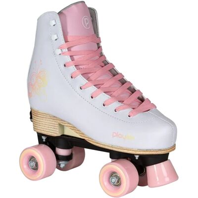 Patins classiques ajustables Playlife pour enfants - Blanc/Rose - 39-42 - Publicité Patins classiques ajustables Playlife pour enfants - Blanc/Rose - 39-42 - Publicité