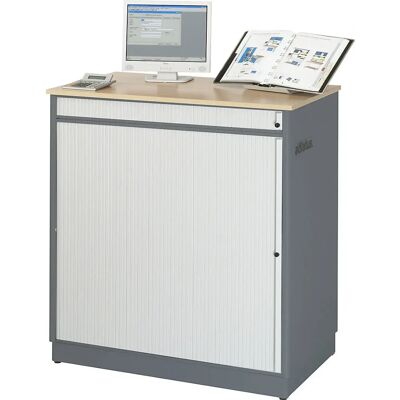 RAU Stahl-Computertisch - Verstellbare Regale & Mehrfachstecker RAU Stahl-Computertisch - Verstellbare Regale & Mehrfachstecker