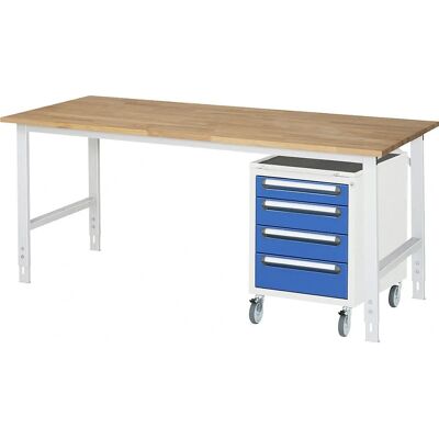 KaiserKraft Arbeitstisch mit Schubladenschrank - 2000x800mm, Stahl, Grau KaiserKraft Arbeitstisch mit Schubladenschrank - 2000x800mm, Stahl, Grau