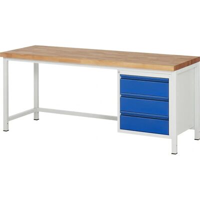 RAU Banco de Trabalho - Estrutura Modular de Aço, 3 Gavetas, 2000mm Largura RAU Banco de Trabalho - Estrutura Modular de Aço, 3 Gavetas, 2000mm Largura