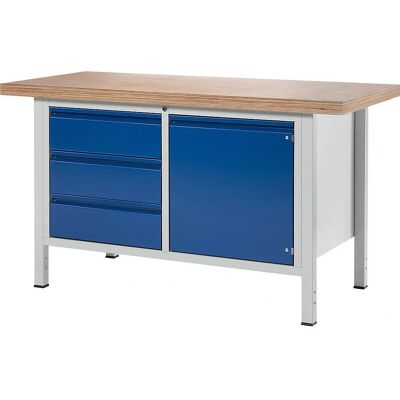Bancada de trabalho RAU - Estrutura de aço modular - 1500mm - Azul genciana - Bancada de trabalho Bancada de trabalho RAU - Estrutura de aço modular - 1500mm - Azul genciana - Bancada de trabalho