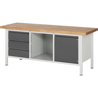 RAU Bancada de trabalho - Estrutura modular, 3 gavetas, 1 compartimento aberto RAU Bancada de trabalho - Estrutura modular, 3 gavetas, 1 compartimento aberto