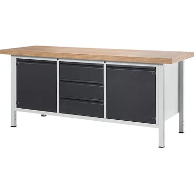 RAU Bancada de trabalho - Estrutura modular de aço, 3 gavetas, 2 portas RAU Bancada de trabalho - Estrutura modular de aço, 3 gavetas, 2 portas