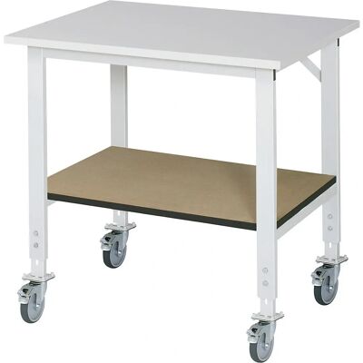 Mesa de trabalho móvel com prateleira - 22mm Melamina - 1000x800mm Mesa de trabalho móvel com prateleira - 22mm Melamina - 1000x800mm