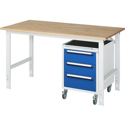 Bureau de travail Kaiserkraft avec armoire à tiroirs - Réglable, 3 tiroirs - Publicité Bureau de travail Kaiserkraft avec armoire à tiroirs - Réglable, 3 tiroirs - Publicité