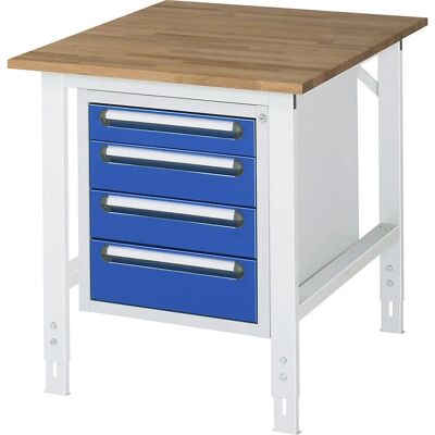 Table de travail Kaiserkraft avec armoire à tiroirs - 750x1000mm - Acier - Publicité Table de travail Kaiserkraft avec armoire à tiroirs - 750x1000mm - Acier - Publicité