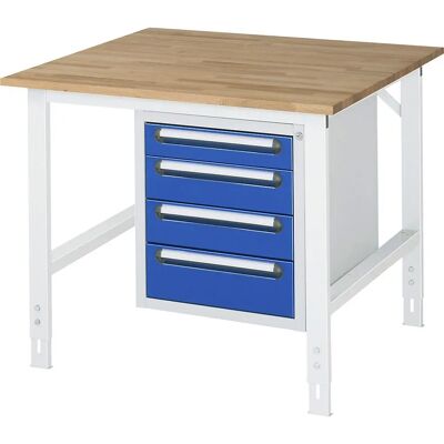 Table de travail Kaiserkraft - Réglable, armoire 4 tiroirs, 1000x1000mm - Publicité Table de travail Kaiserkraft - Réglable, armoire 4 tiroirs, 1000x1000mm - Publicité