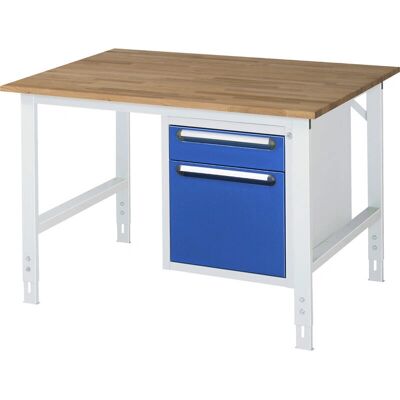 kaiserkraft Arbeitstisch mit Schubladenschrank - Höhenverstellbar, Stahl, Holz kaiserkraft Arbeitstisch mit Schubladenschrank - Höhenverstellbar, Stahl, Holz