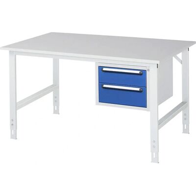 Table de travail KaiserKraft avec casier à tiroirs - Réglable en hauteur - Plateau en mélamine - Publicité Table de travail KaiserKraft avec casier à tiroirs - Réglable en hauteur - Plateau en mélamine - Publicité