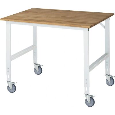 Mesa de trabajo móvil RAU - 1250x1000mm, Haya, Gris RAL 7035 Mesa de trabajo móvil RAU - 1250x1000mm, Haya, Gris RAL 7035