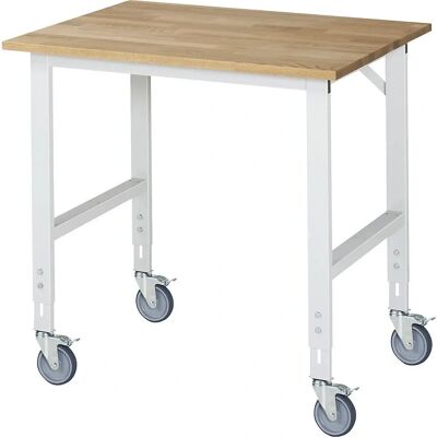 RAU Mesa de trabajo azul claro - Haya maciza, altura ajustable RAU Mesa de trabajo azul claro - Haya maciza, altura ajustable