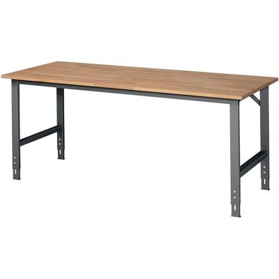 RAU B2000xD800xH760-1080mm Banco de trabajo, Encimera de haya, Estructura gris antracita - Bancos de trabajo RAU B2000xD800xH760-1080mm Banco de trabajo, Encimera de haya, Estructura gris antracita - Bancos de trabajo