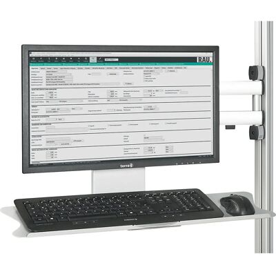 Marca Modelo - Braço de monitor ajustável com suporte para mouse e teclado - Braço de monitor Marca Modelo - Braço de monitor ajustável com suporte para mouse e teclado - Braço de monitor