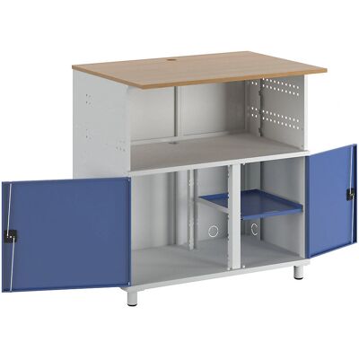 RAU Mesa para Computador - Aço, Cinza Claro, Azul Genciana RAL 7035 / RAL 5010 RAU Mesa para Computador - Aço, Cinza Claro, Azul Genciana RAL 7035 / RAL 5010