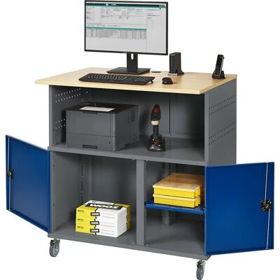RAU Computertisch - Mit Mittwand, Rollen, Stahl, 1100mm RAU Computertisch - Mit Mittwand, Rollen, Stahl, 1100mm