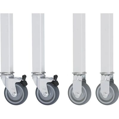 RAU Conjunto de rodas - Estrutura 30x30 mm - 2 giratórias com freio, 2 fixas RAU Conjunto de rodas - Estrutura 30x30 mm - 2 giratórias com freio, 2 fixas