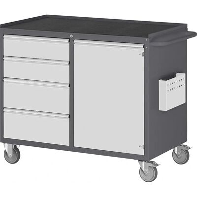 Mesa de trabalho RAU - 4 gavetas, 1 porta, aço, antracite / cinza claro Mesa de trabalho RAU - 4 gavetas, 1 porta, aço, antracite / cinza claro