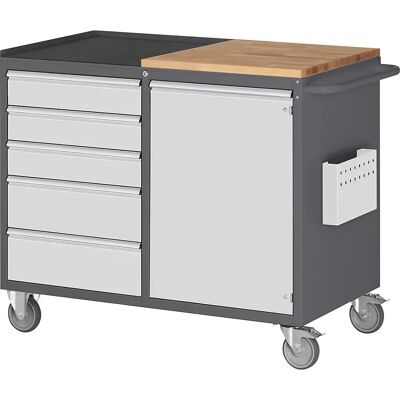 RAU Banco de Trabajo - 5 Cajones / Superficie de Madera y Metal - Antracita / Gris Luminoso RAU Banco de Trabajo - 5 Cajones / Superficie de Madera y Metal - Antracita / Gris Luminoso