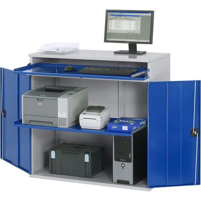 RAU Computertisch - 1100 mm, Hellgrau / Enzianblau RAU Computertisch - 1100 mm, Hellgrau / Enzianblau
