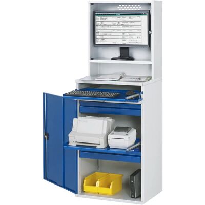 RAU Hellgrau / Enciánblau Computer-Arbeitsstation - Verstellbares Regal RAU Hellgrau / Enciánblau Computer-Arbeitsstation - Verstellbares Regal