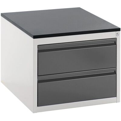 RAU Hellgrau / Anthrazit Metall Schubladenschrank - 460mm, 2x180mm, 580mm RAU Hellgrau / Anthrazit Metall Schubladenschrank - 460mm, 2x180mm, 580mm