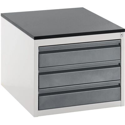 RAU Hellgrau / Anthrazit Metall Schrank - 3 Schubladen, 460mm Höhe RAU Hellgrau / Anthrazit Metall Schrank - 3 Schubladen, 460mm Höhe