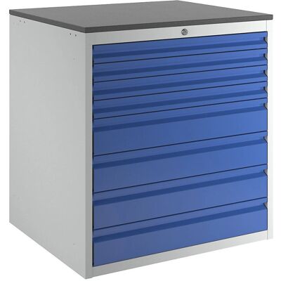 Armario de almacenamiento RAU - 820mm, 8 cajones, Gris claro / Azul genciana Armario de almacenamiento RAU - 820mm, 8 cajones, Gris claro / Azul genciana