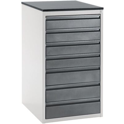RAU Stahlschrank - 4x120, 3x150 mm, Hellgrau / Anthrazit - Stauraumschrank RAU Stahlschrank - 4x120, 3x150 mm, Hellgrau / Anthrazit - Stauraumschrank