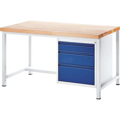 RAU Banco de trabalho - Estrutura modular de aço, 3 gavetas grandes RAU Banco de trabalho - Estrutura modular de aço, 3 gavetas grandes