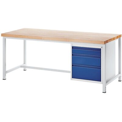 RAU Banco da lavoro - Struttura modulare, 3 cassetti grandi, piano in faggio RAU Banco da lavoro - Struttura modulare, 3 cassetti grandi, piano in faggio