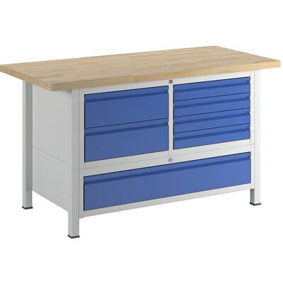 RAU Bancada de trabalho com estrutura, 7 gavetas, 1500mm x 700mm - Bancada RAU Bancada de trabalho com estrutura, 7 gavetas, 1500mm x 700mm - Bancada