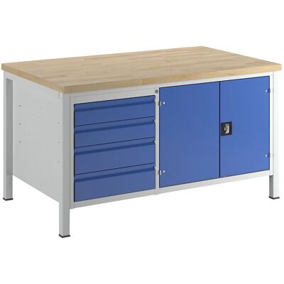 RAU Bancada de trabalho - Grandes gavetas L, armário para ferramentas, azul - Bancada de trabalho RAU Bancada de trabalho - Grandes gavetas L, armário para ferramentas, azul - Bancada de trabalho