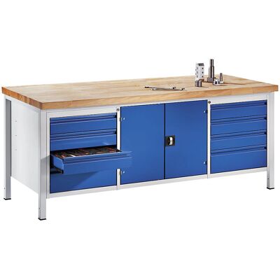 RAU Banco da Lavoro - 8 Grandi Cassetti, Armadietto per Attrezzi, Blu RAL 5010 RAU Banco da Lavoro - 8 Grandi Cassetti, Armadietto per Attrezzi, Blu RAL 5010