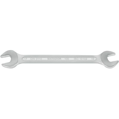 Matador Open-end Wrench - 17 x 19 mm - Chrome-Vanadium Steel - Ergonomic Finish - DIN 3110 Matador Open-end Wrench - 17 x 19 mm - Chrome-Vanadium Steel - Ergonomic Finish - DIN 3110