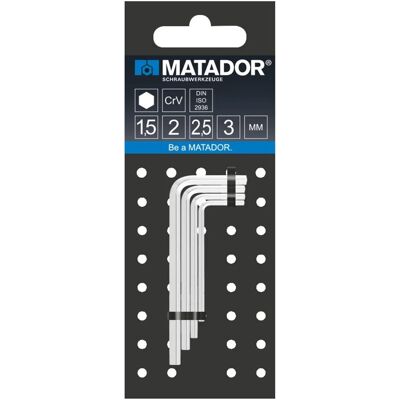 Matador - 0440 9040 - 1,5-2-2,5-3 mm - Inbussleutelenset Matador - 0440 9040 - 1,5-2-2,5-3 mm - Inbussleutelenset