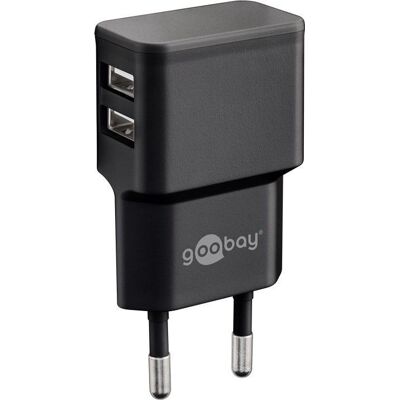 Chargeur USB double Goobay 44951 - Adaptateur voyage compact - 12W - Publicité Chargeur USB double Goobay 44951 - Adaptateur voyage compact - 12W - Publicité
