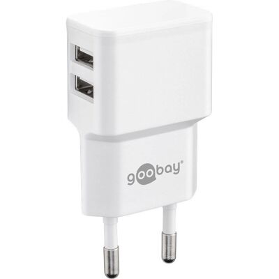 Chargeur USB Double Goobay 44952 - Adaptateur secteur - 12W - Blanc - Publicité Chargeur USB Double Goobay 44952 - Adaptateur secteur - 12W - Blanc - Publicité
