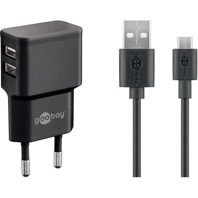 Goobay 44984 Dual USB Ladegerät - 12W, Micro-USB, Schwarz Goobay 44984 Dual USB Ladegerät - 12W, Micro-USB, Schwarz