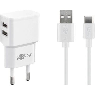 Goobay 44987 Yleinen mobiililaitteen laturi - 12W - USB-C & USB-A Goobay 44987 Yleinen mobiililaitteen laturi - 12W - USB-C & USB-A